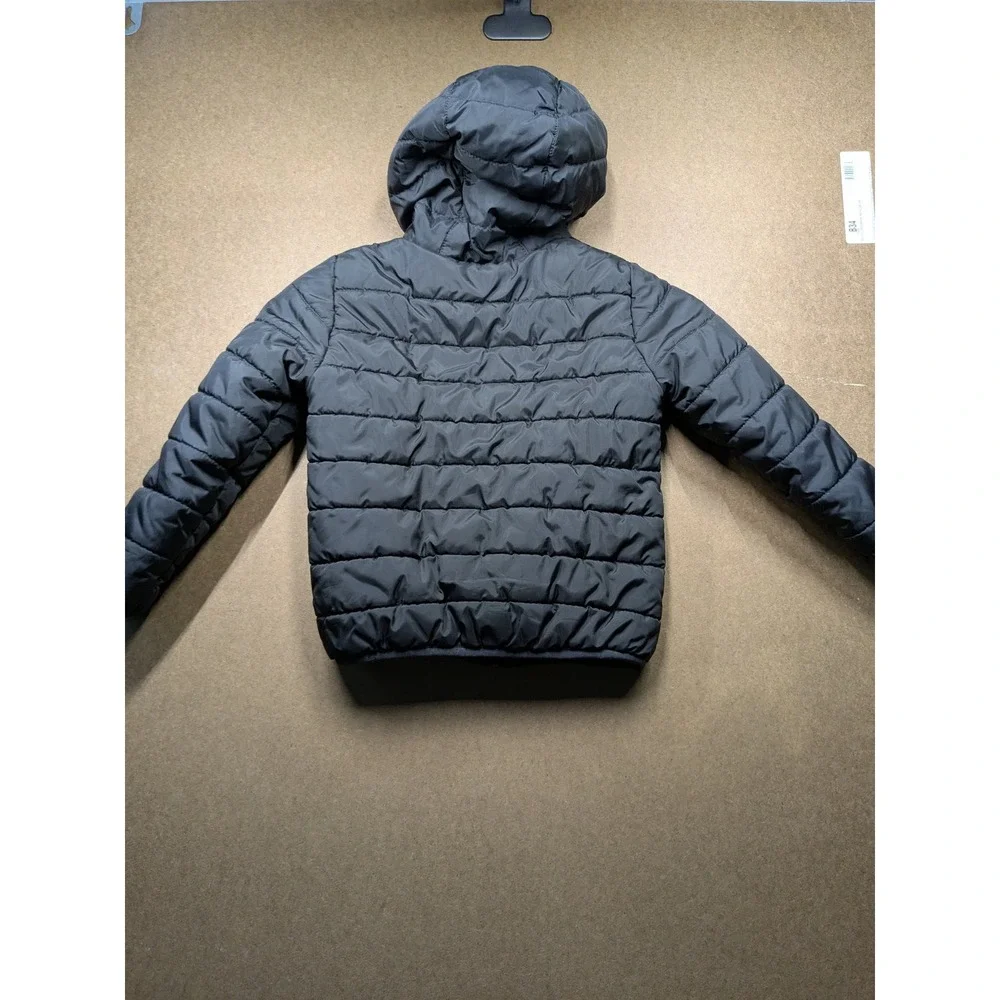 Nike Kids Puffer Jacket Black Red Hooded Full Zip Fleece Lined 4T 633731-023